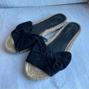 ** Marc Fisher Valley Black Bow Espadrille Slides Suede Slide Size 8